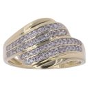 9ct Yellow Gold 0.30ct Brilliant Cut Diamond Four Row Crossover Ring