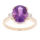 9ct Yellow Gold Amethyst and Cubic Zirconia Ring