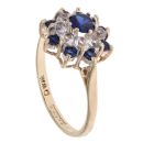 9ct Yellow Gold Created Sapphire And Cubic Zirconia Cluster Ring