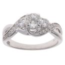 18ct White Gold 1.00ct Brilliant Cut Diamond Trilogy Ring