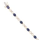 9ct Yellow Gold 0.06ct Diamond And Created Sapphire Bracelet 7"