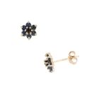 9ct Yellow Gold Sapphire Cluster Stud Earrings