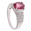 9ct White Gold 0.10ct Diamond And Red Tourmaline Ring