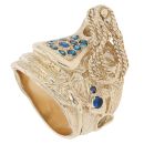 9ct Yellow Gold Blue Gemstone Saddle Ring