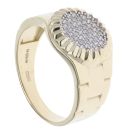 14ct Yellow Gold Cubic Zirconia Round Signet Ring