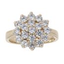 9ct Yellow Gold Cubic Zirconia Cluster Ring
