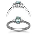 18 Carat White Gold D-8pt Aquamarine-31pt 3 Stone Ring