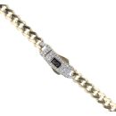 14ct Yellow Gold Monaco Curb Classic Cubic Zirconia Pave Lock Chain 18"