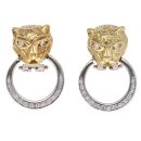 18ct Yellow and White Gold 0.35ct Diamond Big Cat Earrings