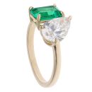 Lab Grown 9ct Yellow Gold 2.07ct Pear Cut Diamond And Created Emerald Ring