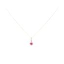 9ct Yellow Gold Ruby And 0.06ct Diamond Cluster Pendant And Chain 18"