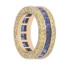 18ct Yellow Gold 3.25ct Yellow Diamond And Sapphire Full Eternity Ring