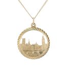 9ct Yellow Gold Big Ben Pendant And Curb Chain 20"