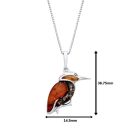Sterling Silver Baltic Amber Kingfisher Bird Pendant Necklace
