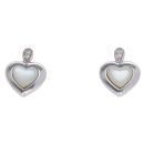 925 Sterling Silver Mother Of Pearl Heart Drop Earrings