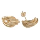 9ct Yellow Gold Plain And Mesh Stud Earrings