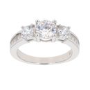 Silver Cubic Zirconia Three Stone Ring by Icesia