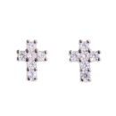 Silver Cubic Zirconia Cross Stud Earrings by Icesia