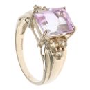 9ct Yellow Gold Pink Topaz and Yellow Gemstone Ring