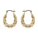 Gold Plated Silver Patterned Creole Earrings
