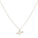 9ct Yellow Gold 0.01ct Diamond Arrow and Heart Pendant And Chain 18"