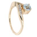 9ct Yellow Gold Created Blue Topaz and 0.13ct Diamond Ring