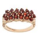 9ct Yellow Gold Garnet Three Row Ring