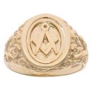 9ct Yellow Gold Patterned Masonic Signet Ring