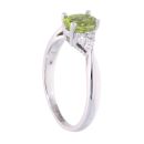 9ct White Gold Peridot and Diamond Oval Ring