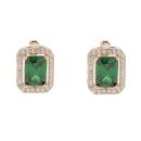14ct Yellow Gold Green Gemstone And Cubic Zirconia Cluster Earrings