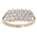 14ct Yellow Gold Cubic Zirconia Three Row Ring