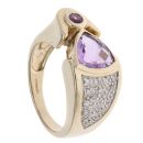 9ct Yellow Gold 0.25ct Diamond And Amethyst Ring