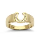 9ct Yellow Gold Cubic Zirconia Horseshoe Ring