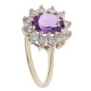 9ct Yellow Gold Amethyst And Cubic Zirconia Cluster Ring