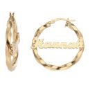 9ct Yellow Gold Personalised Nameplate Creole Earrings