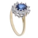 9ct Yellow Gold Blue Gemstone And Cubic Zirconia Cluster Ring