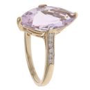 9ct Yellow Gold 0.15ct Diamond And Amethyst Ring