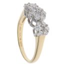 18ct Yellow Gold 1.00ct Diamond Triple Cluster Ring