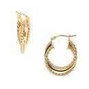 9ct Yellow Gold Trio Twist Hoop Earrings
