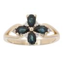 9ct Yellow Gold Sapphire And Cubic Zirconia Cluster Ring