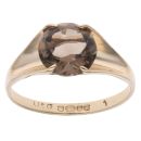 9ct Yellow Gold Smoky Quartz Single Stone Ring