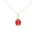 9ct Yellow Gold Enamelled Ladybird Pendant And Chain 18"