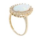 9ct Yellow Gold Created Opal And Cubic Zirconia Cluster Ring