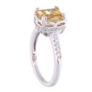 9ct White Gold Citrine and Diamond Rectangular Dress Ring