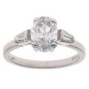 18ct White Gold 1.75ct Oval And Baguette Cut Diamond Ring