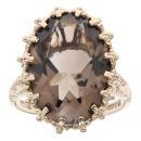 9ct Yellow Gold Smoky Quartz Single Stone Ring