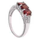 9ct White Gold Garnet and Cubic Zirconia Three Stone Ring