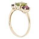 9ct Yellow Gold Peridot And Garnet Three Stone Ring