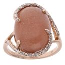 9ct Yellow Gold Goldstone and 0.05ct Diamond Ring