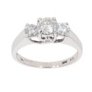 14ct White Gold 1.00ct Brilliant Cut Diamond Trilogy Ring